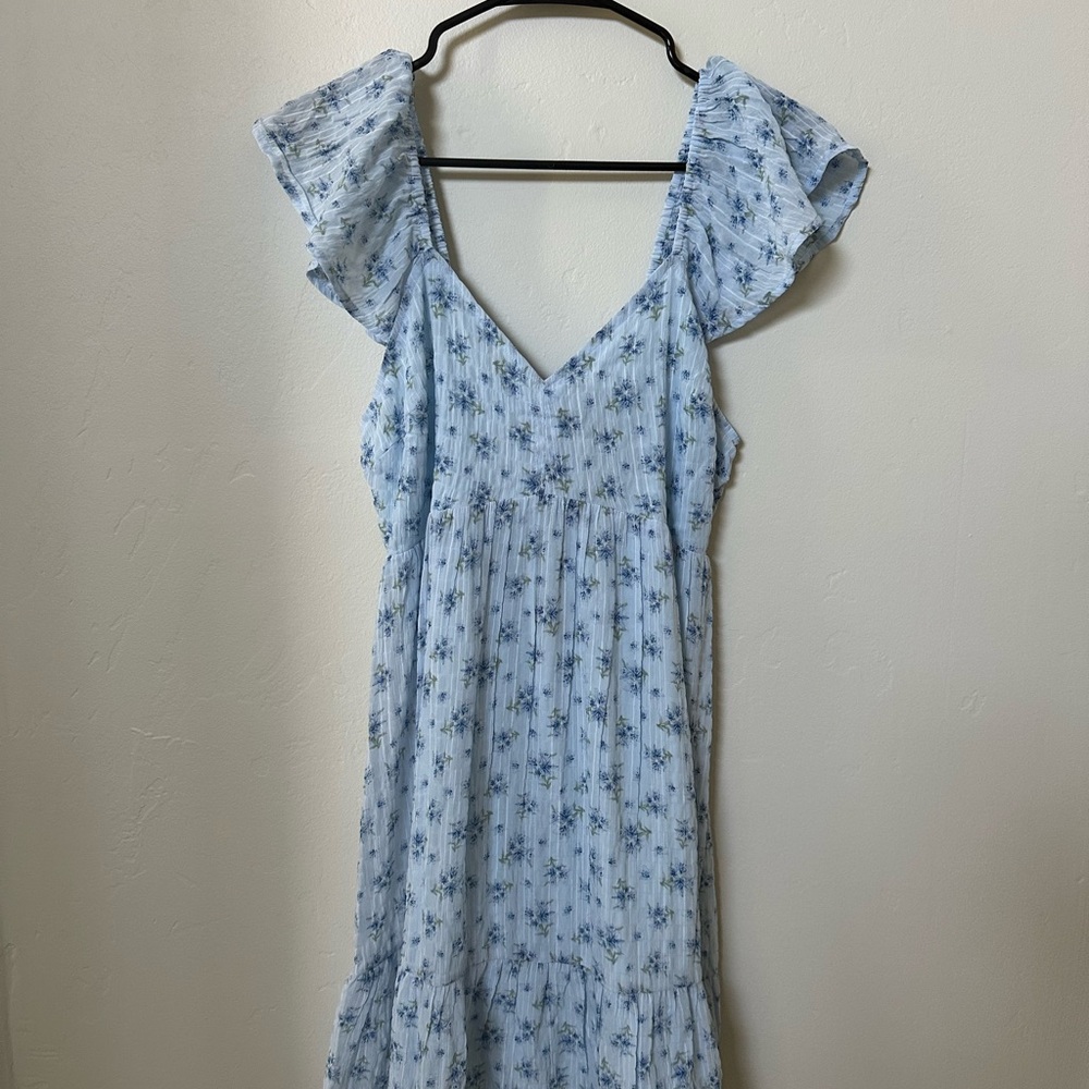 Floral Blue Ruffle Dress